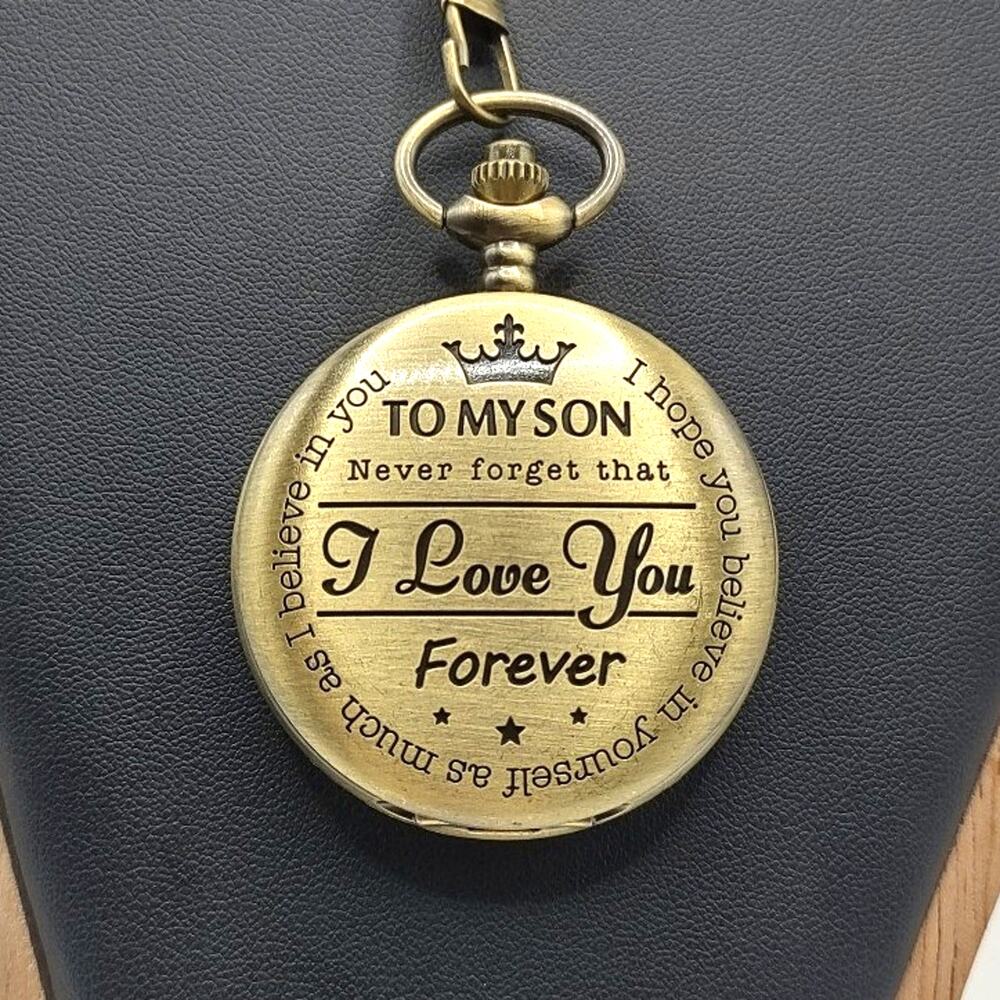 Gold Pocket Watch Gift For Son Fashion Birthday Graduation Christmas Travel New!